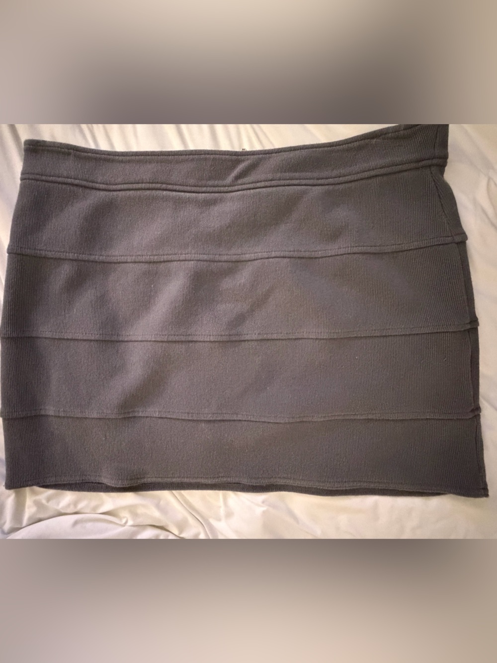 New York & Company Gray Ribbed Panel Mini Skirt | Gray | 16